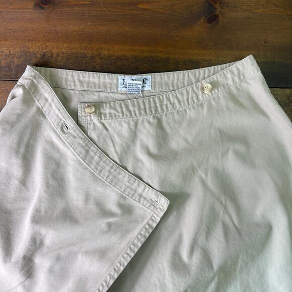 Vintage 90s Y2K INC  Khaki Beige Cotton Mini Wrap Skirt Women's 12 FITS MODERN 8 - Picture 5 of 7